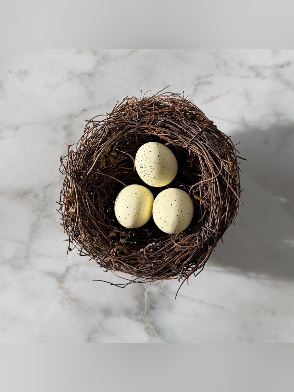 Faux Bird’s Nest with Faux Eggs for Decoration, Spring, Easter, Birds